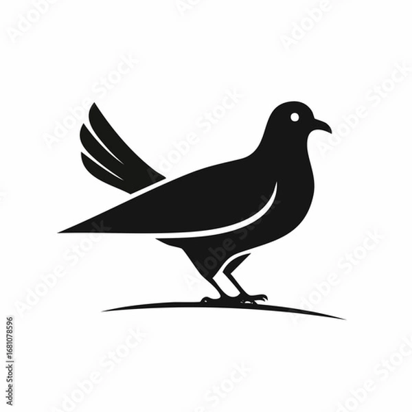 Fototapeta Dove bird black silhouette vector, Simple silhouette Design vector icon with white background. Wild bird