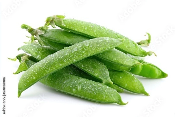 Obraz Sugar snap peas on plain white background