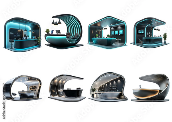 Fototapeta Modern Futuristic Interior Designs for Workspaces and Reception Areas
