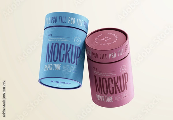 Obraz Flying Paper Tube Packaging Mockup