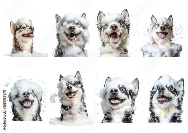 Fototapeta Happy Dogs Playing with Soap Bubbles in a Fun and Whimsical Setting