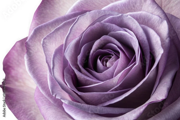 Fototapeta Close-up macro view of a delicate lavender rose with soft petal folds and subtle color gradients transparent background