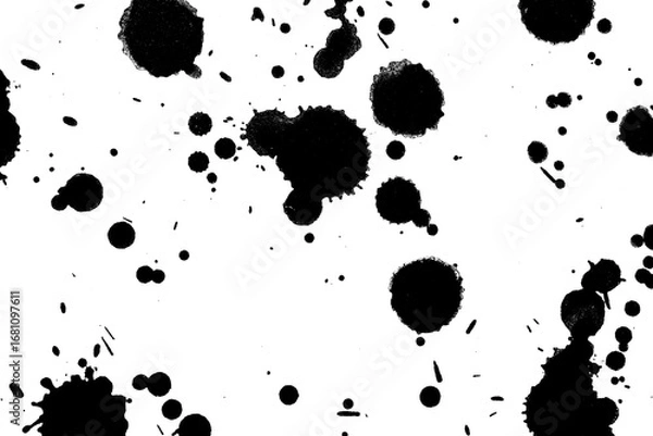 Fototapeta Abstract grunge black and white distressed texture splatter splash paint transparent overlay background