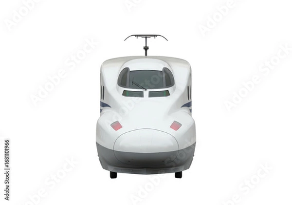 Fototapeta Isolated Shinkansen high-speed bullet train, front view, railway vehicle, transport