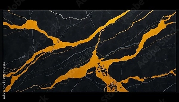 Fototapeta Black and gold marble texture background luxury granite stone slab surface design