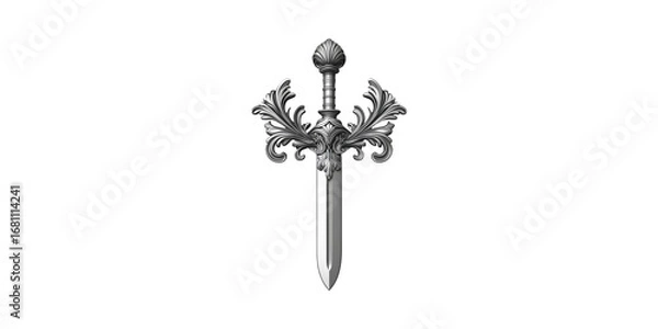 Fototapeta Ornate Decorative Sword With Intricate Design. Symbol Of Elegance And Power Isolated On Transparent Background