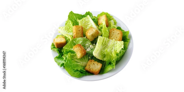 Fototapeta Caesar Salad With Croutons Plate. Fresh And Healthy Meal Isolated On Transparent Background