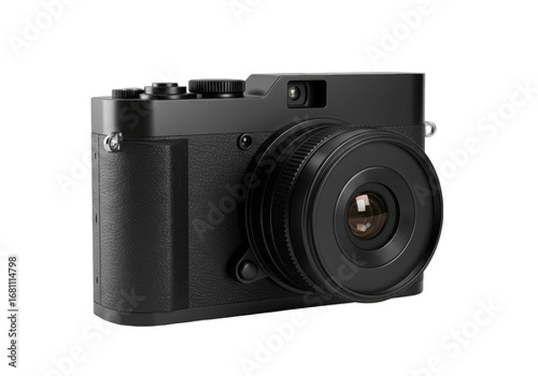 Fototapeta Isolated digital camera is perfect for photography enthusiasts in black on seamless surface