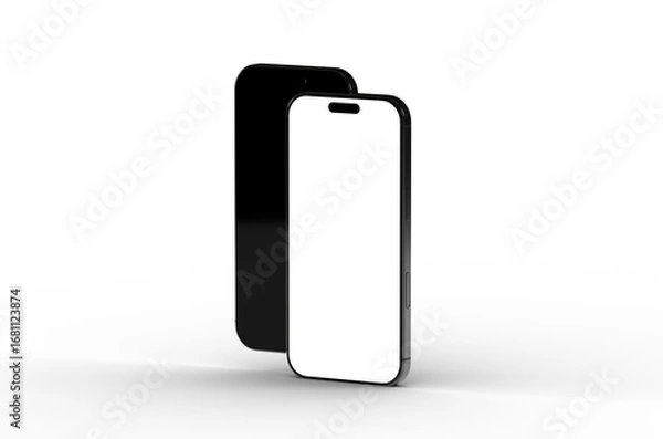 Fototapeta High-quality image of two black smartphones. Perfect for app presentations, website mockups, and more.