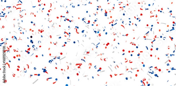 Fototapeta Festive confetti background with red, white, and blue shapes. Perfect for celebrations and party invitations.