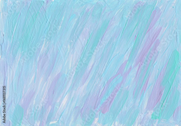 Fototapeta Pastel abstract acrylic background in blue, lavender, and mint colors. Hand-painted texture with soft brushstrokes, perfect for design, print