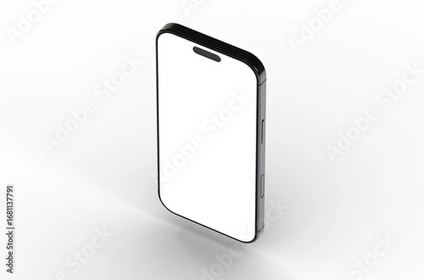 Fototapeta High-quality photo of a black smartphone with a blank screen. Perfect for app presentations or website mockups.