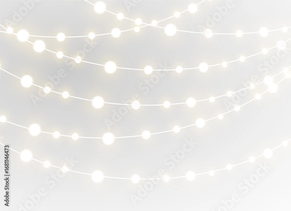 Fototapeta Happy Illuminated Isolated Lamp Merry – PNG Garland Vector with Christmas Glow, Bright Ribbon and Festive Holiday Background
