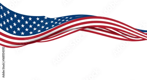 Obraz Waving American Flag Graphic Design on Isolated Background, Symbolizing Patriotism, Freedom, and National Pride for USA Holidays. isolated on transparent background, png background. No Background PNG