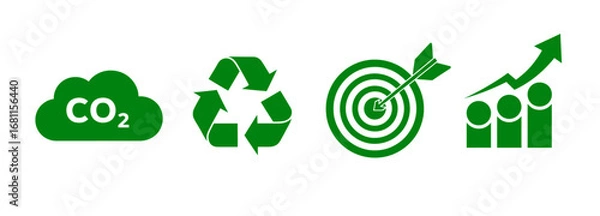Obraz Green Business Icons CO2 Reduction, Recycling, Target, Growth