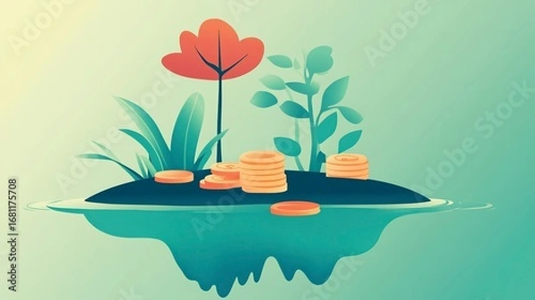 Fototapeta Understanding portfolio diversification through a visual representation of financial growth and stability