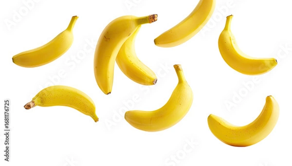 Obraz Yellow bananas scattered on black background