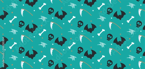 Obraz Halloween Pattern with Bats and Skulls