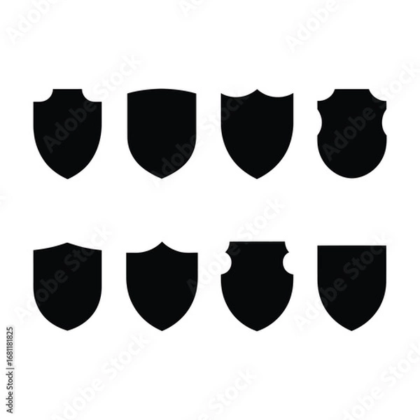 Obraz shield icons various shapes and styles perfect for security, protection, or branding; vector graphic; clean, simple design; corporate identity; website design elements; app interface; logo templates
