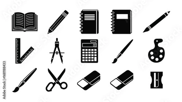 Fototapeta Collection of Essential Stationery: An elegant collection of stationery, meticulously arranged to capture the essence of creativity, planning, and organization.