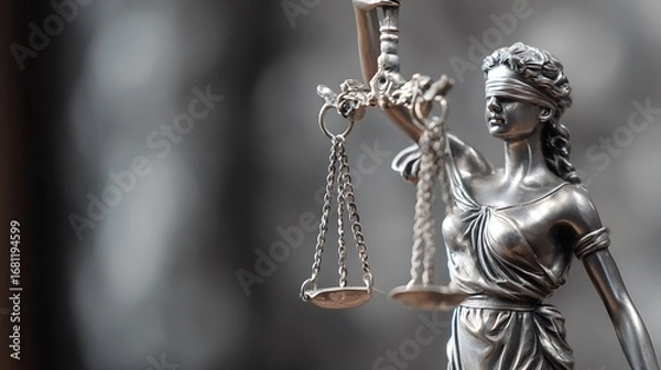 Fototapeta Lady Justice or Justitia statue with scales symbolizing law and fairness