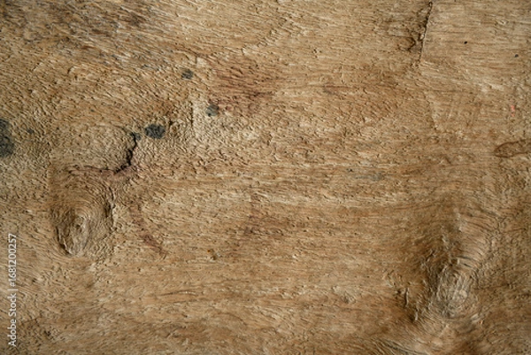 Fototapeta Texture antique oak furniture, with its rustic grain and retro design, showcases a natural wooden surface
