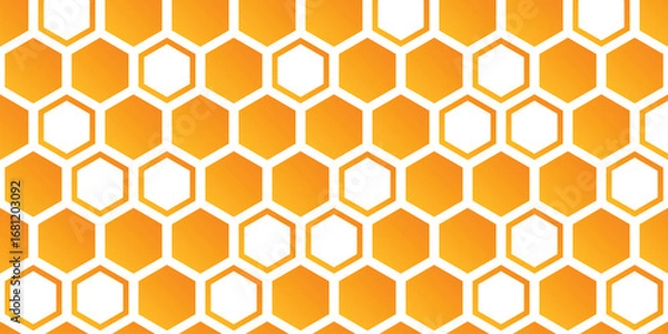 Fototapeta Geometric background. Hexagon shapes and outlines. Honeycomb orange gradient