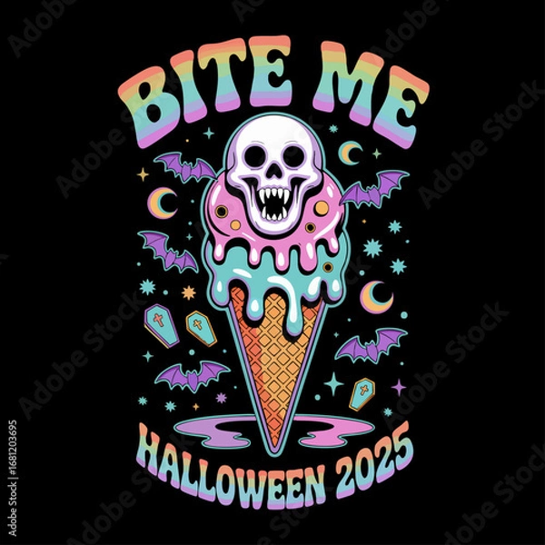 Obraz Psychedelic Vampire Ice Cream Halloween T-Shirt Design