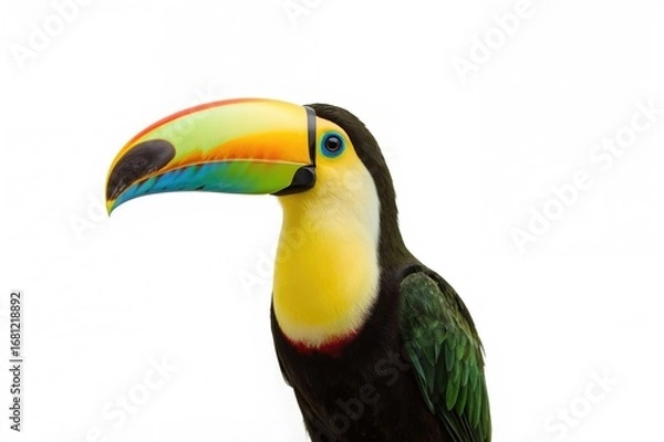 Fototapeta A Toco Toucan (Ramphastos toco) Positioned Against a Plain White Backdrop