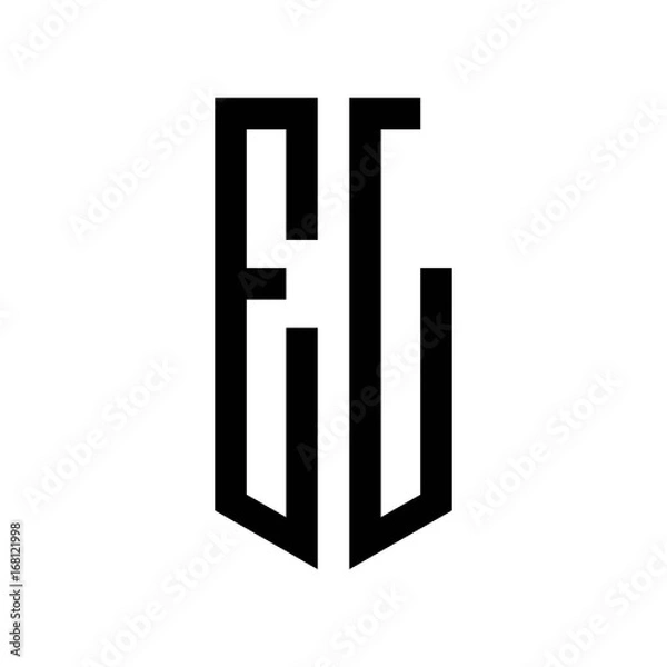Fototapeta initial letters logo el black monogram pentagon shield shape