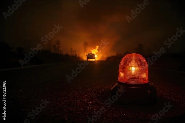 Fototapeta The beacon shown is orange in color. Fire safety exercise with conditions applied.