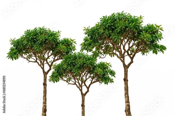 Fototapeta Tropical trees on a white backdrop, perfect for design, marketing, and architectural projects