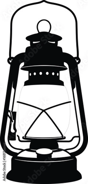 Fototapeta Lantern: A clean, black silhouette of a classic camping lantern, in a simple and minimalist style.