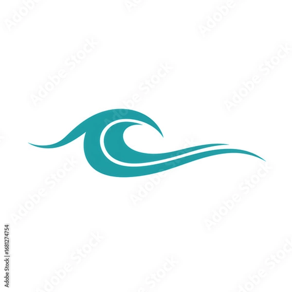 Fototapeta Teal Wave Graphic on Transparent Background Ocean Style Design