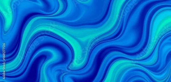 Fototapeta Abstract blue-green wave pattern, dynamic fluidity, seamless loop ,  graphic,  background