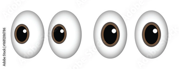 Fototapeta 3D Vector Illustration of Cartoon Eyeball in Different Perspectives 