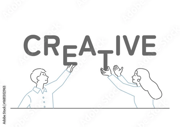 Obraz クリエイティブを表現する人物のイラスト