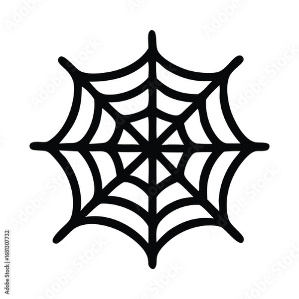 Fototapeta Black stylized spiderweb illustration on a white background. Suitable for halloween designs, tattoos, and gothicthemed projects. Great for spooky themes.