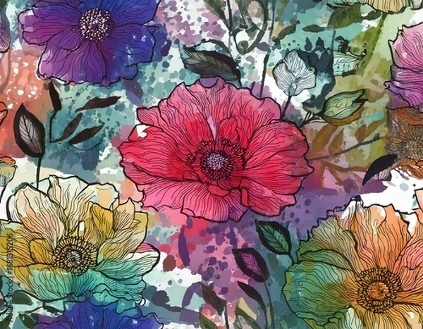 Obraz Abstract flower blooming design. Pattern with floral seamless. Grunge textured abstract 