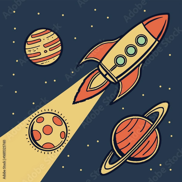 Fototapeta seamless pattern with space rocket