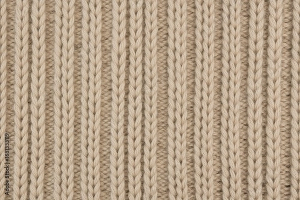 Fototapeta Beige sweater fabric with repetitive knit pattern texture