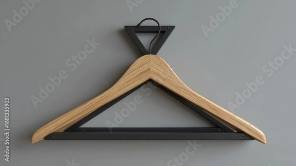 Fototapeta Wooden triangular hangers stacked