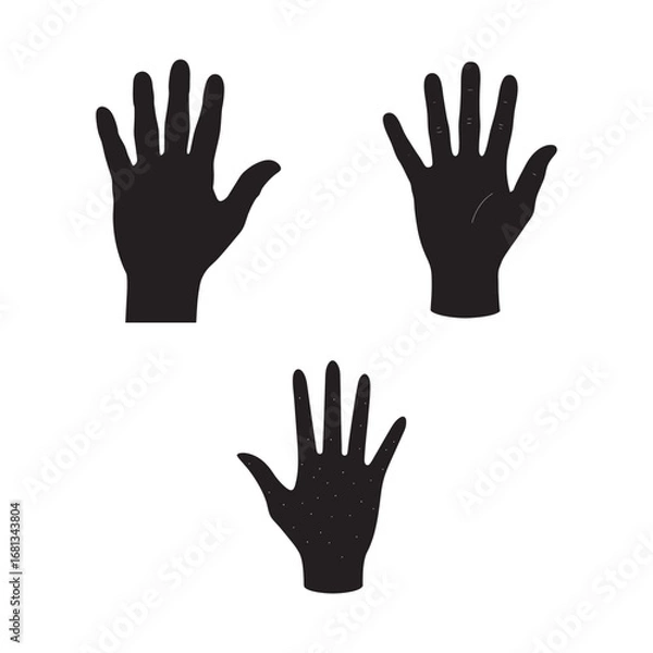 Fototapeta silhouette wish hand with open palm set bundle on the white background