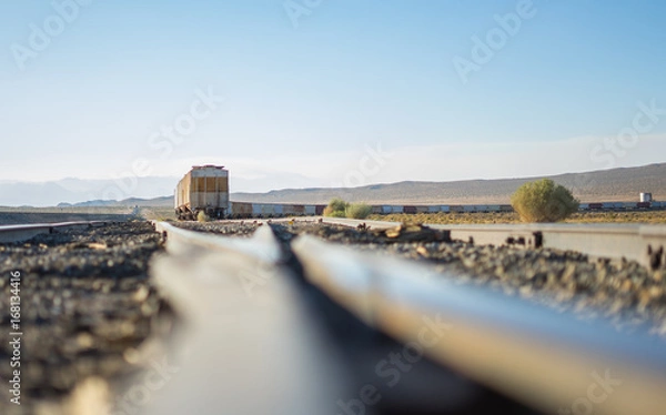 Obraz rain and depth of field Railroad track on beautiful clear sky in countryside