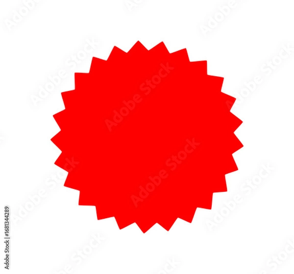 Fototapeta Red starburst badge shape for discount labels, sale stickers, promotion tags, and product highlight designs