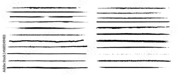 Fototapeta Set of artistic pen brushes.Doodles, ink brushes.Set of vector grunge brushes. Collection of strokes of markers. Set of wavy horizontal lines