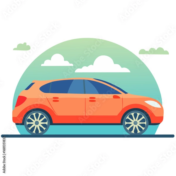 Obraz Orange SUV car flat vector side view