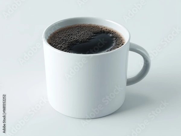 Fototapeta Coffee in white mug close up studio shot on white background beverage refreshment drink caffeine morning energy