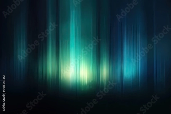 Obraz Abstract forest scene with glowing teal light
