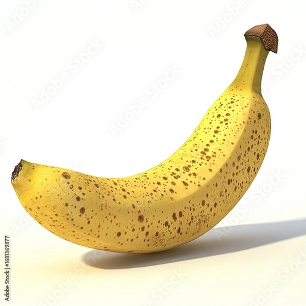Fototapeta A single, ripe banana with brown spots